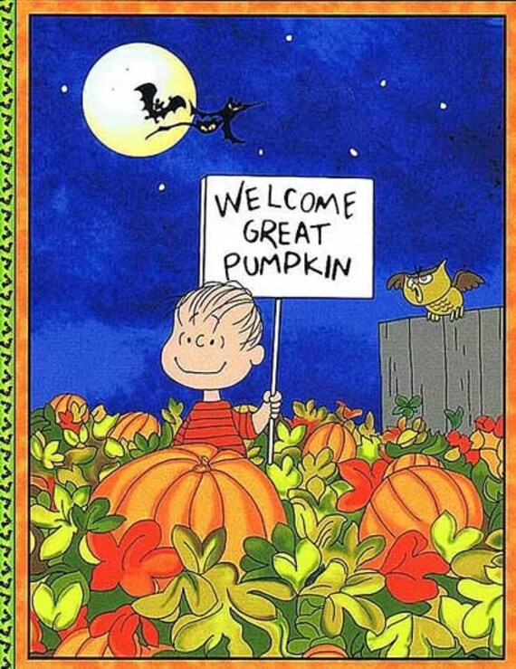 Halloween Fabric Charlie Brown Welcome Great Great Pumkin