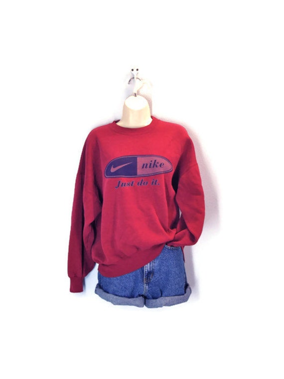 Vintage NIKE Sweatshirt / Dark Red Just Do It / 80s Sweatshirt