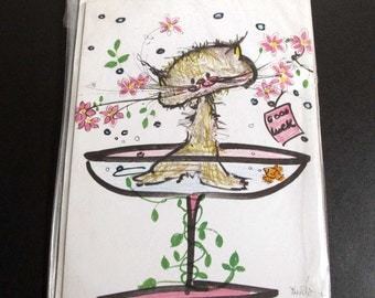 Vintage 1960s Gordon Fraser Greeting Card by Marion Wilson Good Luck