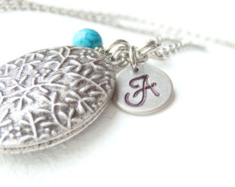 Vintage Style Oval Locket and Monogram Long Necklace