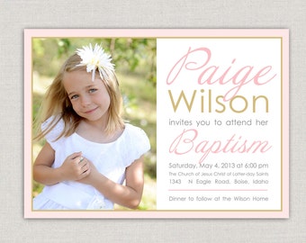 LDS Baptism Invitation - Paige