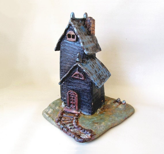 Halloween Sculpture Haunted House Ceramic Old Spooky