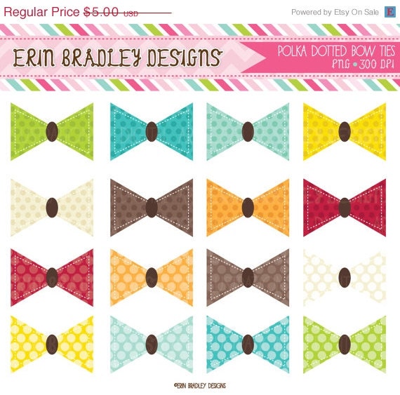 50% OFF SALE Polka Dotted Bowties Clipart Clip Art Personal and Commercial Use Digital Designs Il_570xn