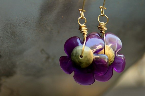 Purple Flower Earrings - "Grape Dream"