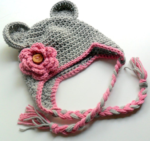 Crochet Hat Baby Girl Hat Girls Cotton Crochet Hat Ear Flap