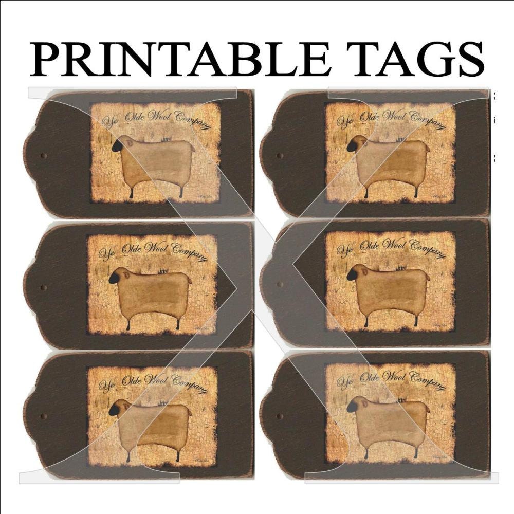 Primitive Tags Printable 6 Per Sheet Digital Sheep Folk Art