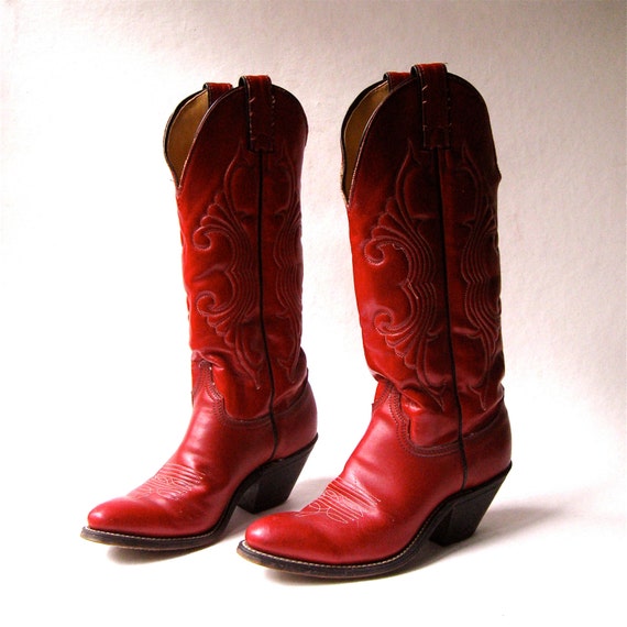 80s vintage Western Cherry Red Cowboy Boots
