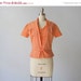 Vintage 1970s Blouse / 70s Blouse / Peach Blouse / Short Sleeve / Apricots