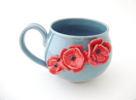 In Production Handmade Whimsical Poppy Mug