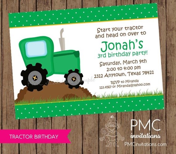 Tractor Birthday Invitations - 1.00 each with envelope Il_570xn