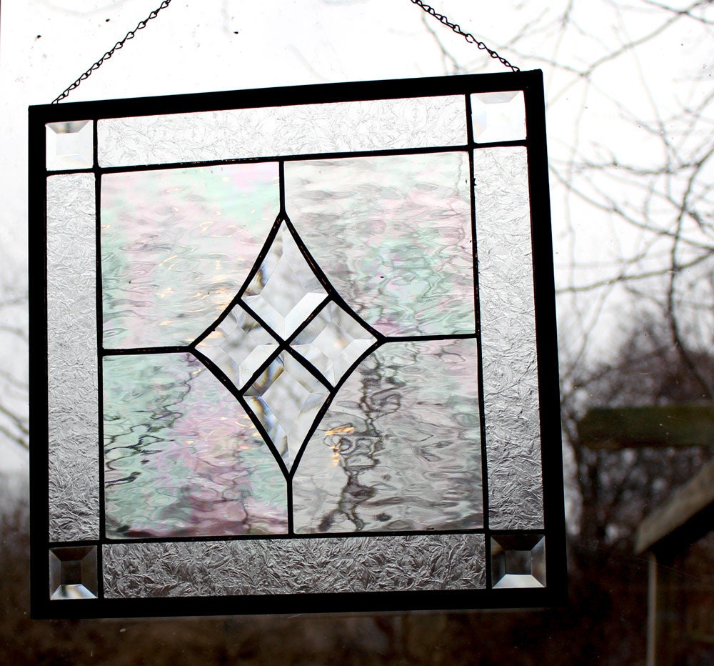 Bevel Cluster Stained Glass Window Home Decor