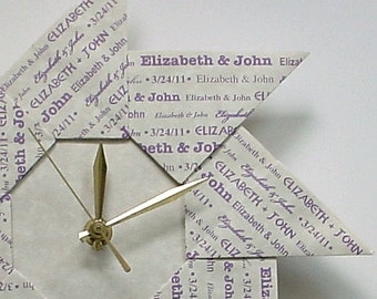 1st Anniversary Origami Gift Clock - With Lavender Type - Large