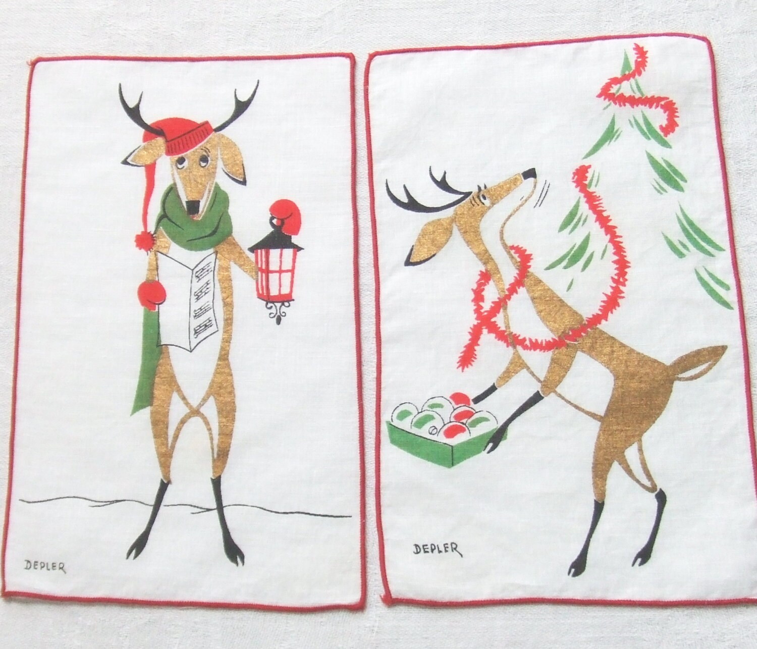 6 Christmas Cocktail Napkins Reindeer by Depler
