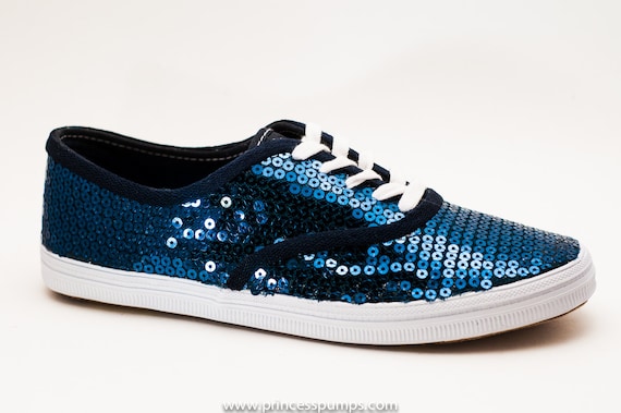 CVO Navy Blue Canvas Sequin Sneakers Tennis Shoes by princesspumps