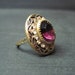 Vintage Art Deco Ring - Amethyst Glass - Purple - Enamel - Cocktail Ring - Size 5.5 - Costume - Dinner Ring