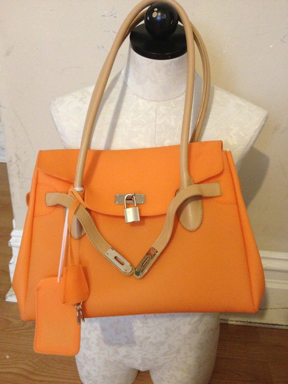 SALE rubber BIRKIN bag orange plastic jelly soft by AGORAPHOBE