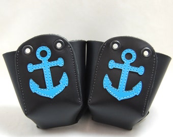 Leather Toe Guards with Blue Anchors