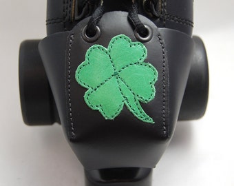 Black Leather Toe Guards with Green Shamrocks
