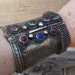 Vintage Etched and Bejeweled Metal Kuchi Tribal Hinged Cuff