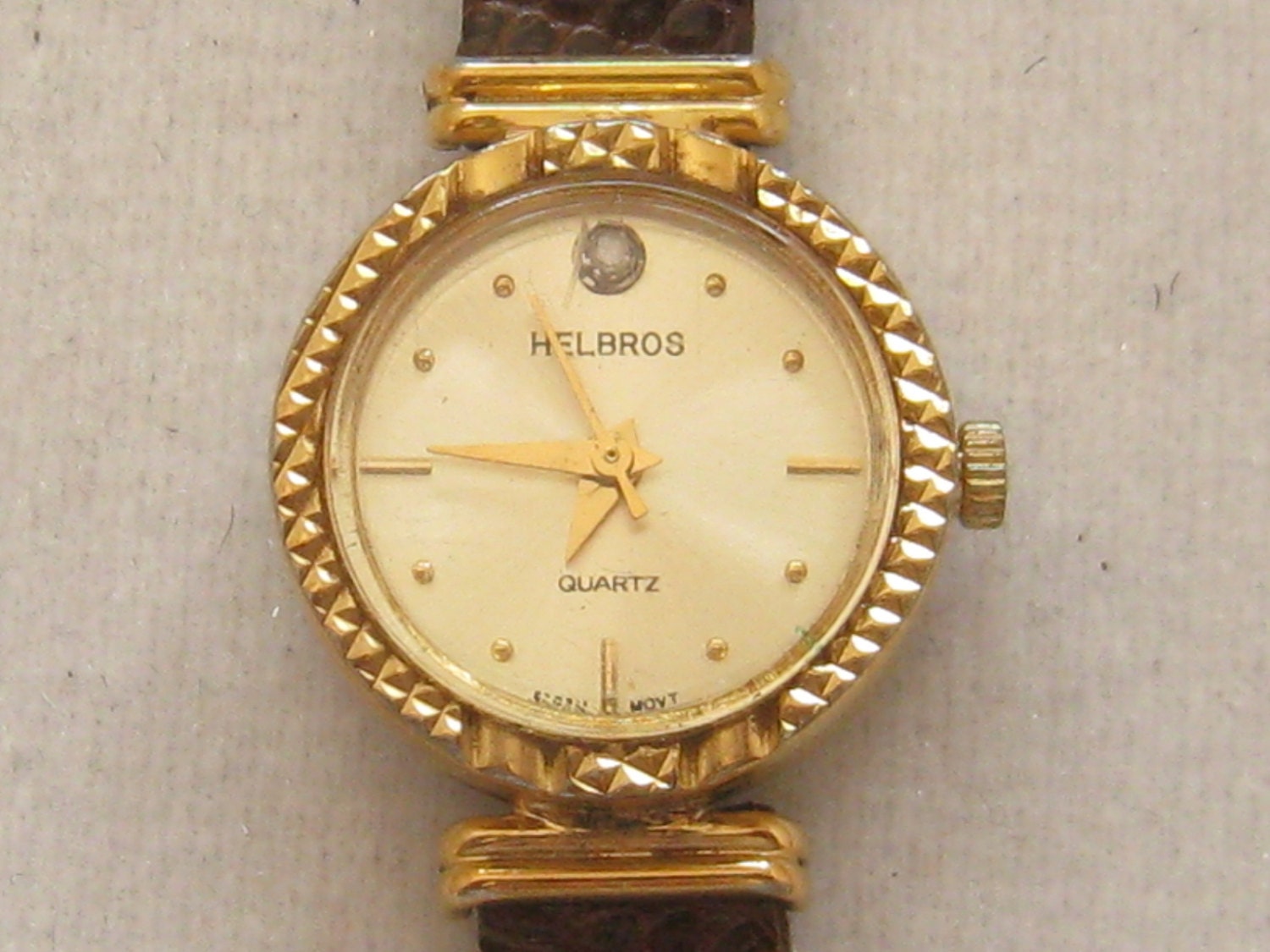 Vintage Helbros Japan Ladies Wrist Watch Lizard Band