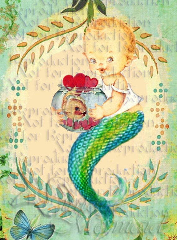 s574 BABY MERMAID Merbaby Quilts Applique Baby by MERMAIDSFABRIC