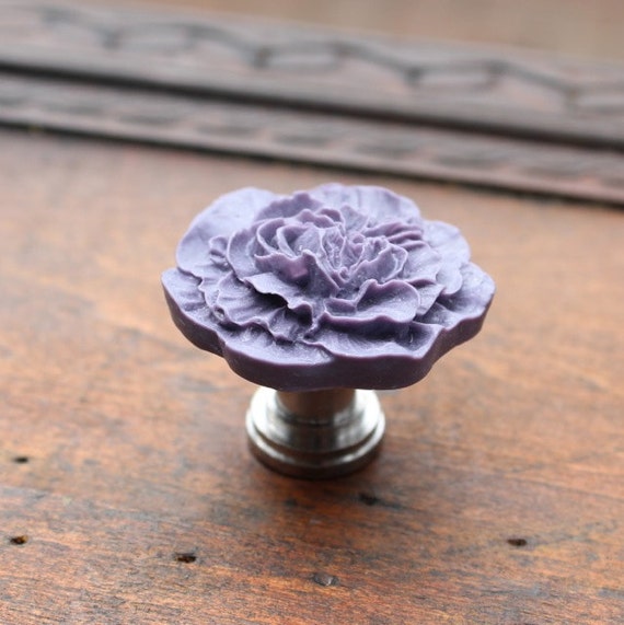 Drawer Knobs Peony Flower in Purple more COLORS available