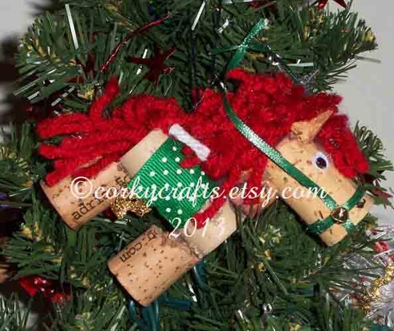 Wine Cork horse Christmas ornament/gift tag