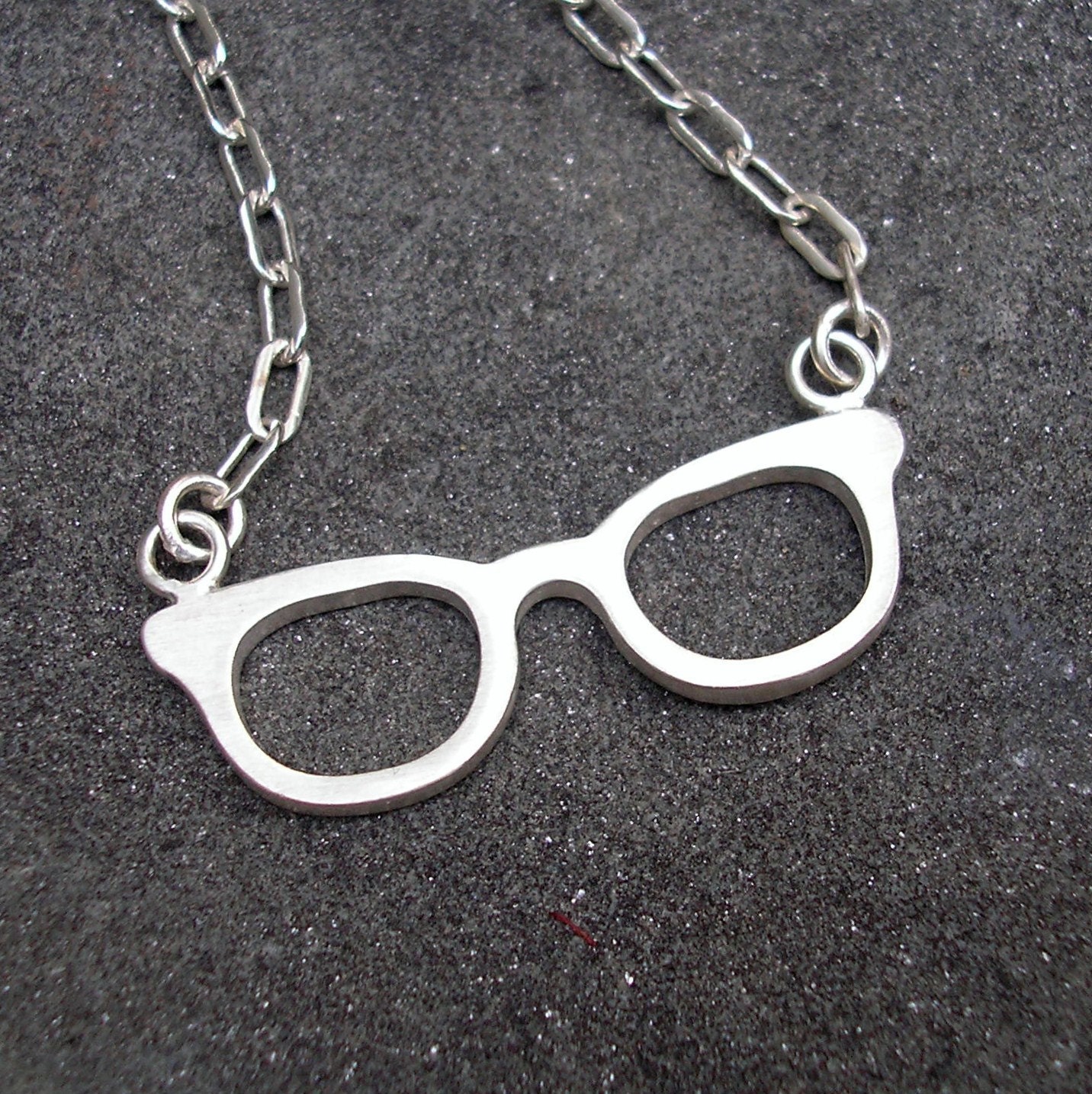Geek Glasses Necklace Silver Nerd Glasses Pendant Sterling