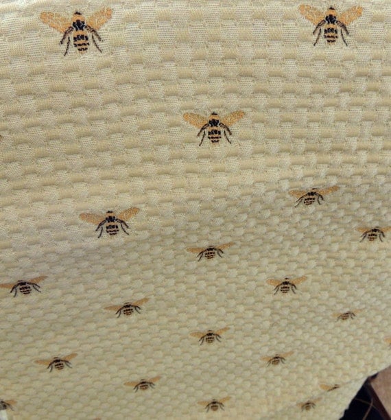 Embroidered Bumble Bee Upholstery Cotton Fabric Yardage