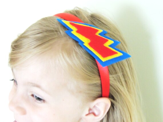 Felt Lightning Bolt Hair Headband Clips Barettes Superman