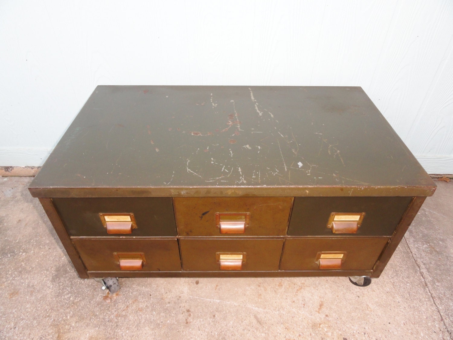 Industrial Coffee Table Storage Organizer Trunk File Drawers