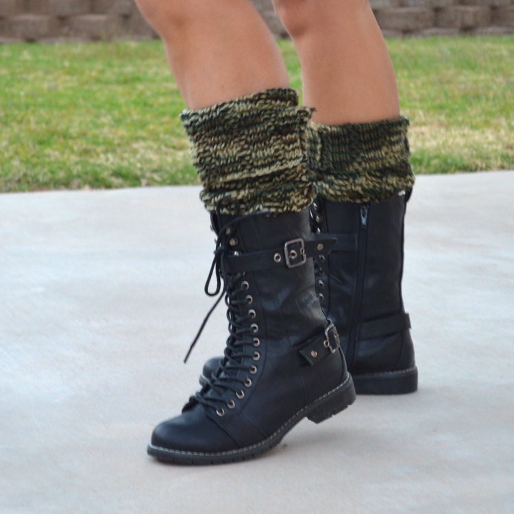 Knit leg warmers camouflage camo gaiters girls by socksandmittens