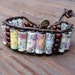 Floral Sheet Music Cuff Bracelet - Music Wood Beads, Brown Leather Bracelet