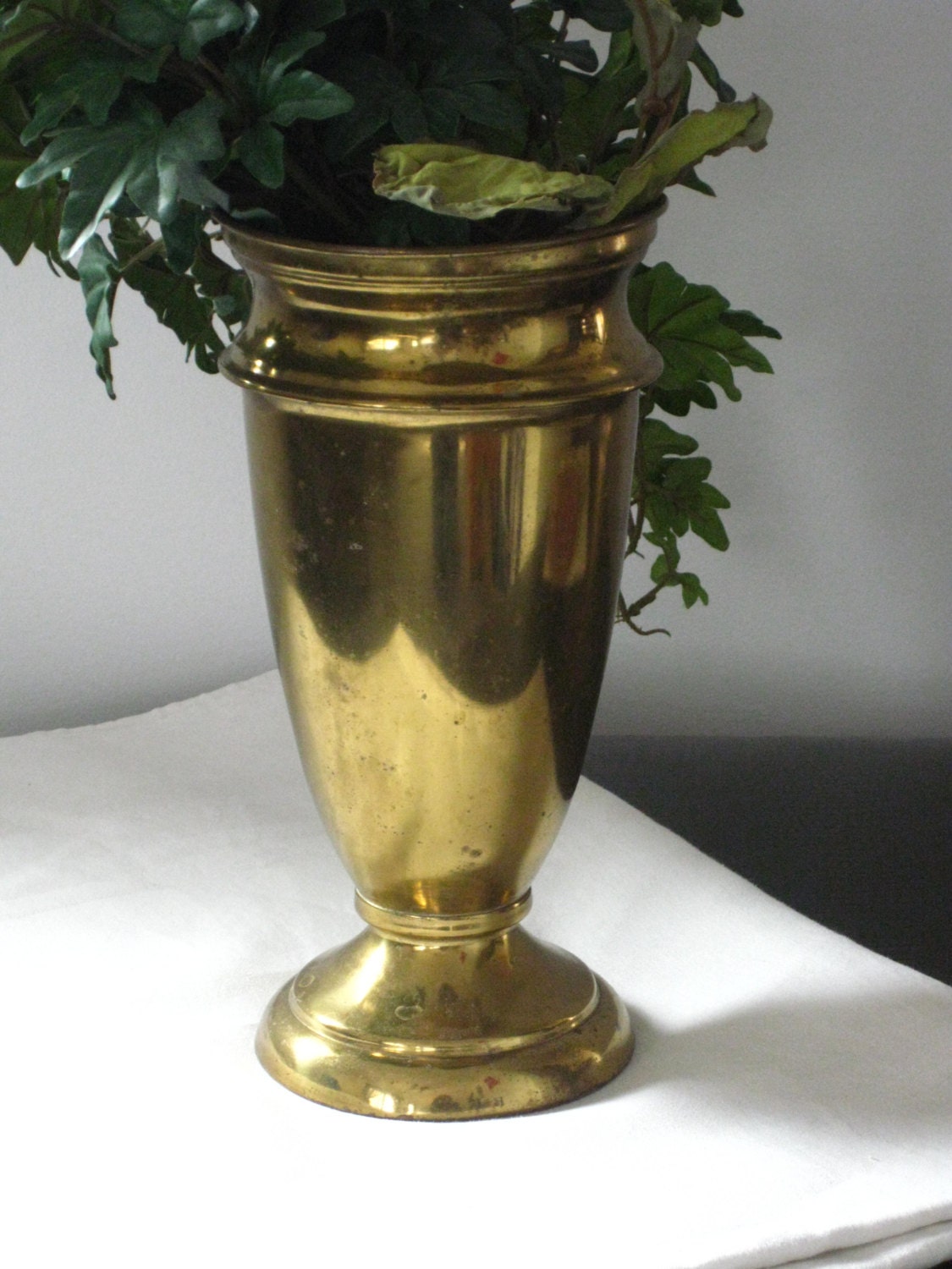 RESERVED Large vintage Brass Urn Vase Made in England Pitted