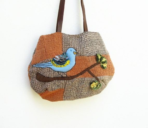 Bird Bag Soul Cloth Patchwork and Leather Bag.