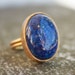 Gold Blue Lapis Ring - Oval Cut - Adjustable Ring, Sapphire Blue