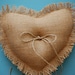 Burlap Ring Bearer Pillow Heart Shape