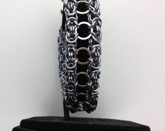 Black Pearl Anodized Aluminum and steel chainmaille Bracelet