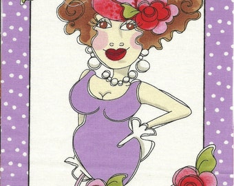 Loralie Lady quilt fabric one block Portrait Beauty Queen lilac lavendar purple