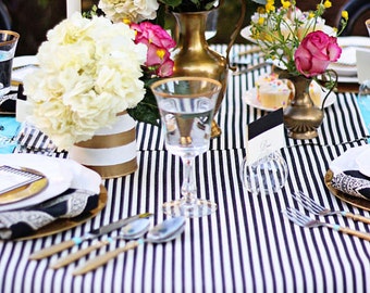 Black and White Pin Stripes table runners and wedding runners, wedding reception, Baby Shower Kate Spade inspired