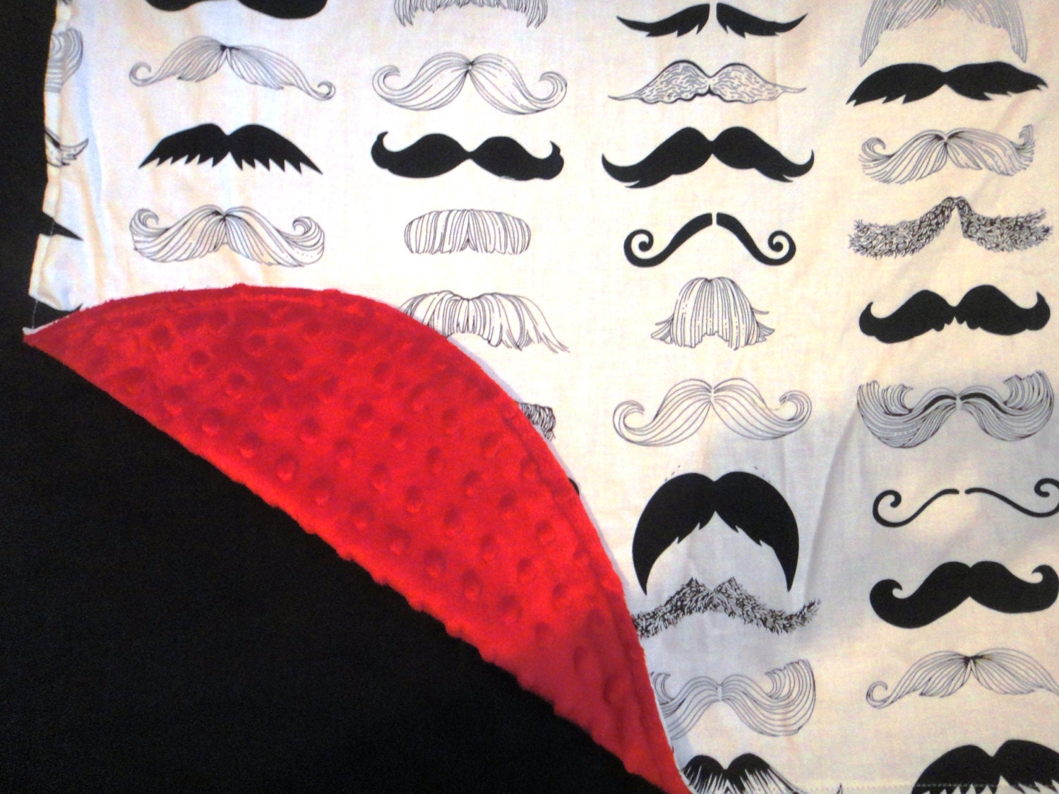 Carseat Blanket/Baby Blanket Mustache print w/ by ItsStitchtastic