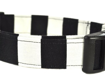 Black and White Stripe - Dog Collar
