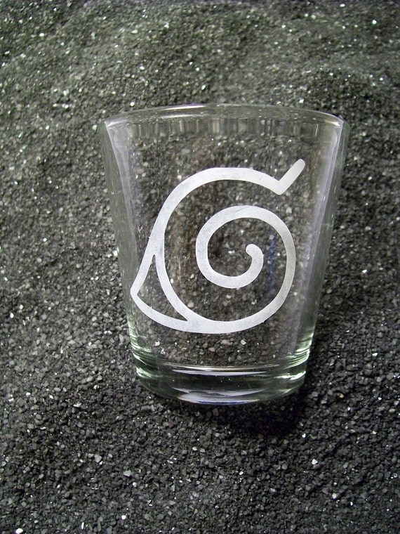 Naruto leaf village etched shot glass by CoventryDecor on Etsy