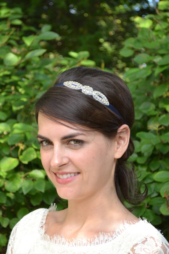 Rhinestone flower girl headband tiny diamante bridal