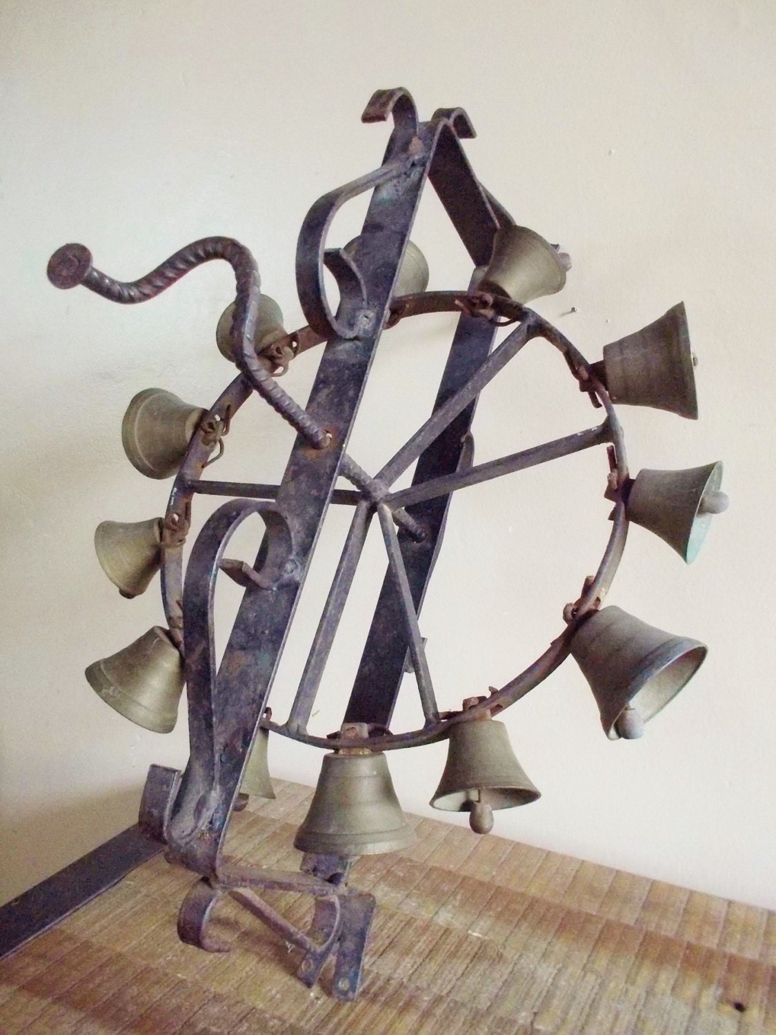 Antique Rotating Wrought Iron Door Bells/ Chimes