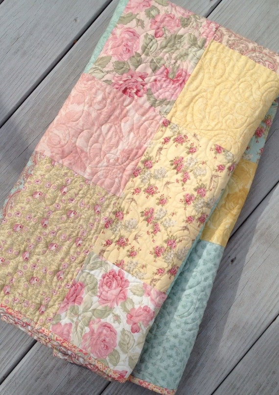 Handmade Throw Size Pieced Quilt ready to ship