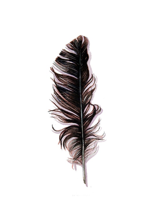 Crow Feather ORIGINAL Watercolor Feather Study