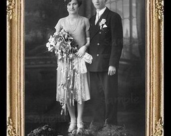 Vintage 1920's Wedding Miniature Dollhouse Art Picture 6736
