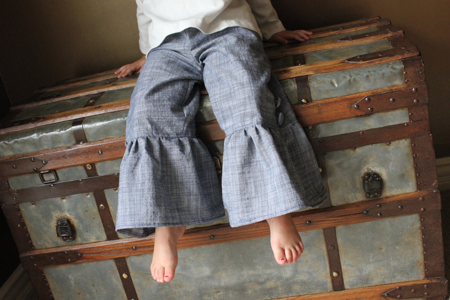 Sassy Chambray Ruffle Pants Size 9 months to 4T