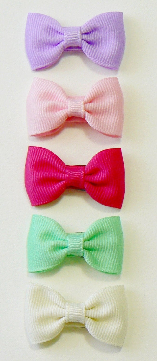 Girls Infant Hair Bow Set Newborn Small Tiny Little Baby Bows